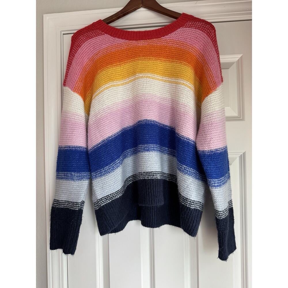 Old Navy Women’s Colorful Sweater Size L Oversized Comfy Crewneck Rainbow - Picture 3 of 12